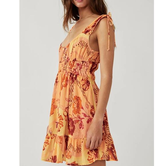 Free People Dresses & Skirts - Free People Vernon Mini Dress Sleeveless Tie Shoulder Floral Pockets New Medium